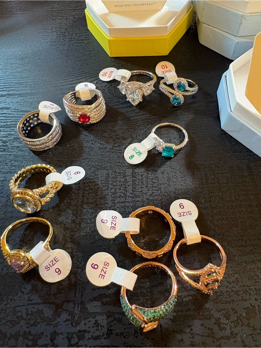 Women’s Multi-Color Gemstone Rings Set in Gold & Silver Tones